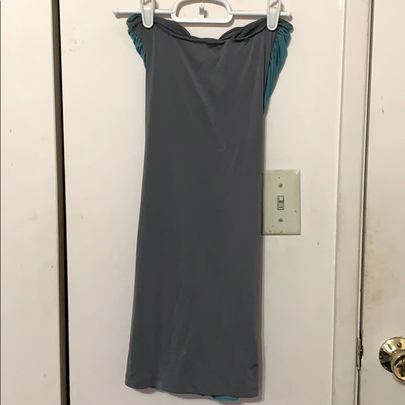 Strapless Grey and Turquoise Mini Dress size S - Picture 2 of 2